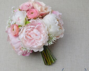 Bridal Bouquet, Silk Bouquet, Wedding Bouquet, Wedding Flowers, Artificial Bouquet, Peony Bouquet, Pink Bridal Bouquet, Faux Bouquet, Pink
