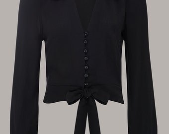Clarice Blouse in Black by The Seamstress of Bloomsbury | Authentic Vintage 1940's Style