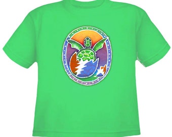 Grateful Dead Kids T-shirt- Hatching Terrapin Turtle/ 13 point lightning bolt shell