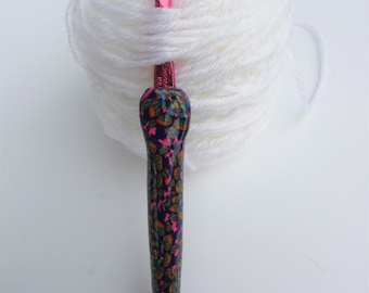Multicolored Bates H Hook, Susan Bates, Size H Hook, Handmade Crochet Hook, Crochet Hook, Polymer Clay Crochet Hook