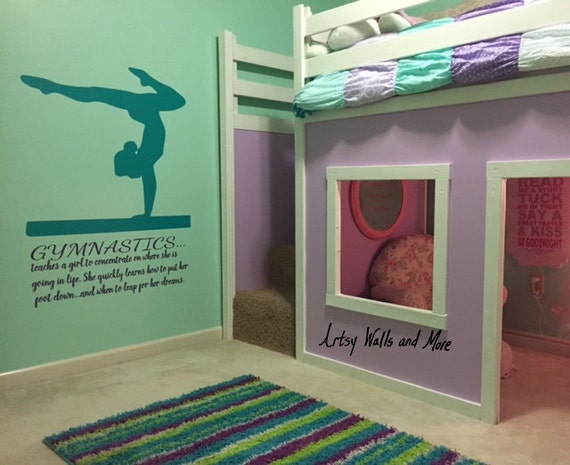 Gymnastics wall decal quote Teaches a girl to