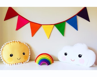 Rainbow Fabric Bunting Banner Flags