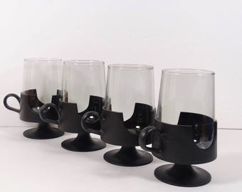 Vintage Glass Snap by Corning Retro Modern Glassware Tumblers Hot Cold Set of 4