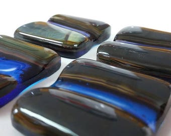 Live Edge River Accent Tiles Handmade Fused Glass