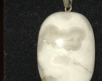 Gray/White stone on silver chain