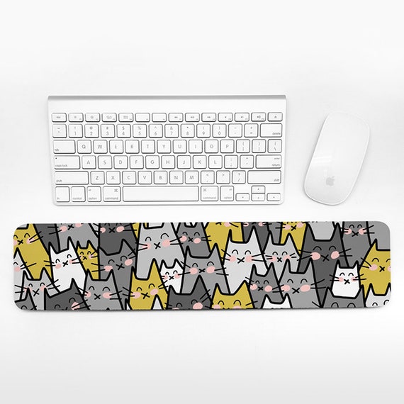 Cat Keyboard Wrist Rest Pad Mustard Yellow Gray Wrist Keyboard Pad, Wrist Pad for Keyboard Rest, Decor Office Desk Accessories for Men Women