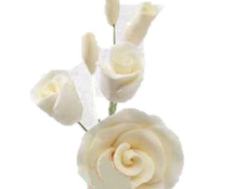 Set of 3 - 3" Ivory Rose Filler Medium Gumpaste