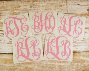 SALE!! 5 - 2 inch Monogram Decals, Monogram Bundle, Yeti Decal, Laptop Decal, Phone Decal, Macbook Decal, Monogrammed Sticker, Car Decal