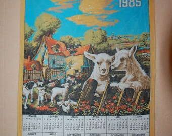 Vintage 1985 calendar tea TOWEL