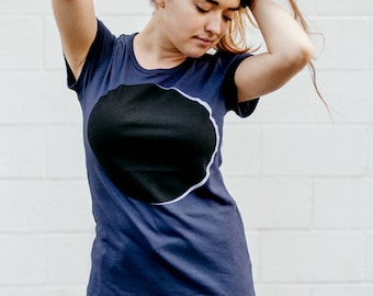 Galaxy Astronomy Tshirt Women, Outer Space Supermoon Shirt Screen Print, Solar Eclipse Graphic Tee, BlackbirdSupply