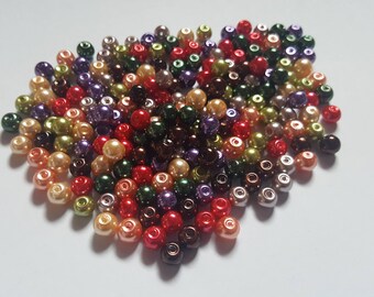 Fall pearl mix, Glass pearl mix, Glass pearl beads, Bead mix, Bead soup, Glass pearls, Glass beads, Pearl beads, Jewellery making