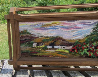 Handmade Framed Scenery Wall Hanging Tapestry, Tapestry wall hanging, Art Handmade Scenery Tapestry, Art Deco Scenery Wall Hanging Fiber Art