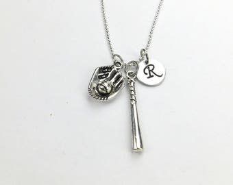 Personalized Softball Necklace, Softball Player Necklace, Initial Necklace, Softball Girl Necklace, Sport Jewelry, Sport Team Necklace,