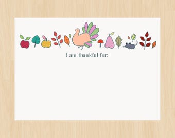 Thanksgiving Thankful For Cards, Gratitude Cards, Games, Activities, Table Setting, Place Setting, Printable Cards, Instant Download, PDF