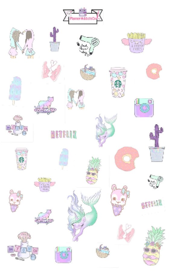 tumblr inspired pastel girly cute planner stickers