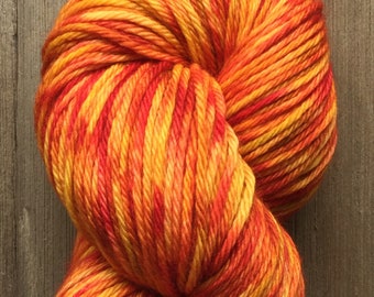 Hand Dyed Yarn, Worsted Weight 4ply, 100% Superwash Merino Wool, Sunburst on Hearty Worsted Yarn