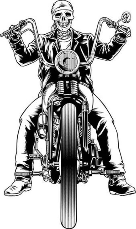 biker skull skeleton motorcycle chopper harley davidson