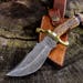 8" Inch Custom Hand Made Forged damascus steel hunting bowie knife deer antler handle with leather sheath groomsmen gift