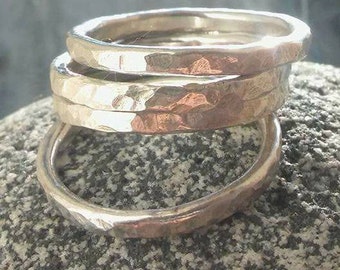 Silver Stacker ring, Silver stacking Ring, Stack ring, Silver ring, Hammered Silver ring, Hammered ring, Bridesmaid gift, Birthday gift.