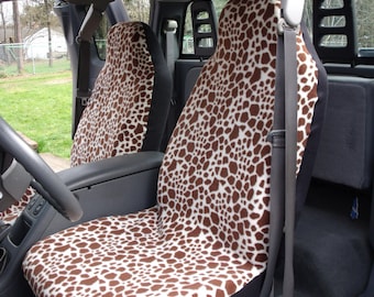1 Set of Giraffe Print Car Seat Covers and steeling wheel cover custom made.