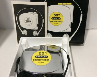 4 1/2" x 5" Stanley Cassette Tape Player Powerwinder Vintage Japan Headphone Belt Clip