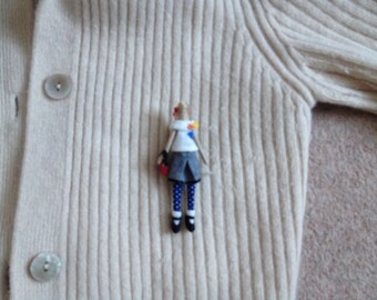 miniature Tilda doll brooch
