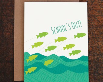 graduation card / school's out / fish