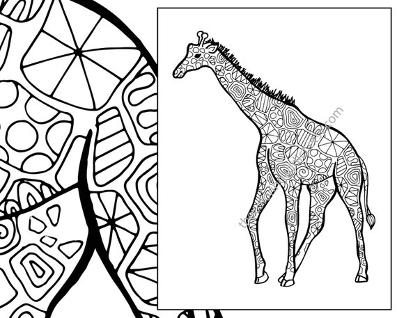 Download giraffe coloring sheet animal coloring pdf zentangle