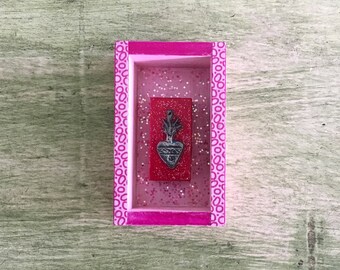 Sacred Heart Milagro Mini Nicho Shrine Milagro Pink