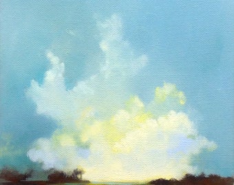 ARISING, oil painting landscape painting, original oil, 100% charity donation, stretched canvas 8x10 clouds,
