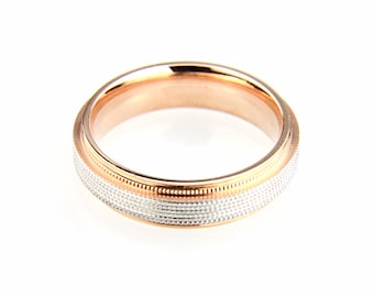 Rose and White Gold with Full Millgrain