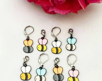 Bee Stitch Marker// Busy Bee Progress Keepers// Enamel Knitting Marker