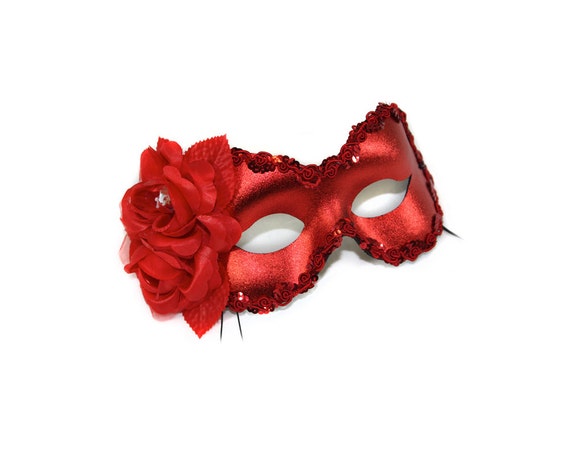 Rosa Red Masquerade Ball Mask A-0944R-E
