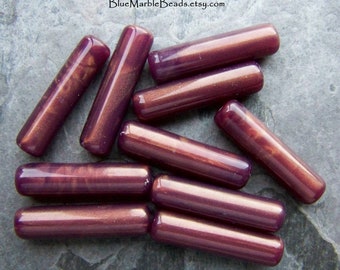 Tube Bead, Vintage Bead, Purple Bead, Shimmer, Violet Bead, Unique Bead, Boho Bead, Lucite Bead, Boho Jewelry Supplies, 10 Beads