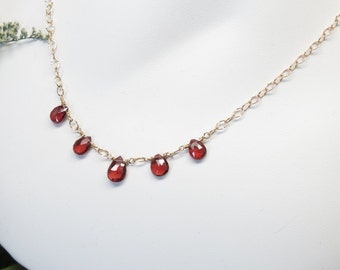 Garnet Necklace, January Birthstone, Red Gemstone Necklace In Gold Filled, 16-19.25 Inches Length, Pyrope Garnet Jewelry
