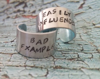 Hand stamped aluminum rings