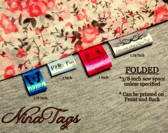 230 Custom Satin Clothing Labels - FOLDED - Fabric Garment Tags - NinaTags