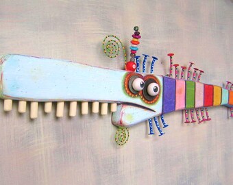 Rainbow Trout, MADE to ORDER, Fish Wall Art, Original Found Object Wall Sculpture, Wood Carving, Nautical Art, by Fig Jam Studio
