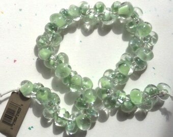10 Light Green Teardrop Handmade Lampwork Beads - 10mm (21633)