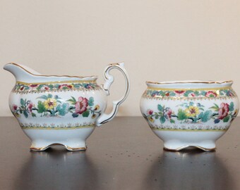 Coalport Ming Rose Creamer and Open Sugar - 1970-1993