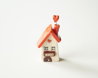Ceramic Love House, Miniature House, I Love my Home, Small House