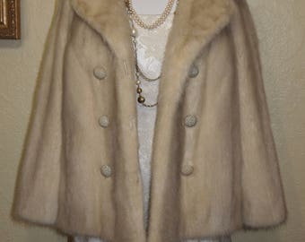 sz. 10-12 short mink coat Soft NATURAL TOURMALINE MINK Coat Cream Color mink Fur Coat Jacket