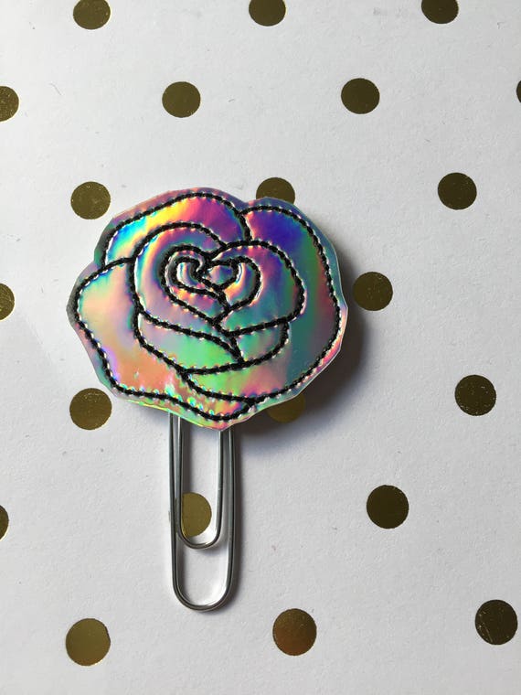 Holographic Flower planner Clip/Planner Clip/Bookmark. Flower Planner Clip. Holographic Planner Clip.