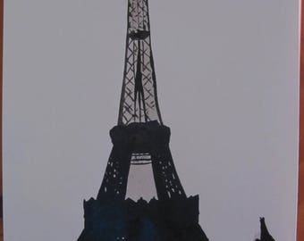 A3 ink drawing "tour eiffel" Paris