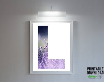 Floral Letter "L" - Digital Print for Instant Download