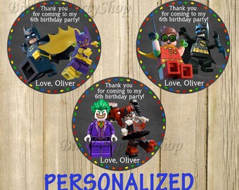 The Lego Movie Favor Tag, Lego Thank You Tags, Personalized, Digital File