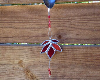 Stained Glass Mobile with Autumn Leaf-Handmade-Window Decor-Christmas-Birthday-Mothers Day-Suncatcher-Fathers Day-Anniversary-House Warming