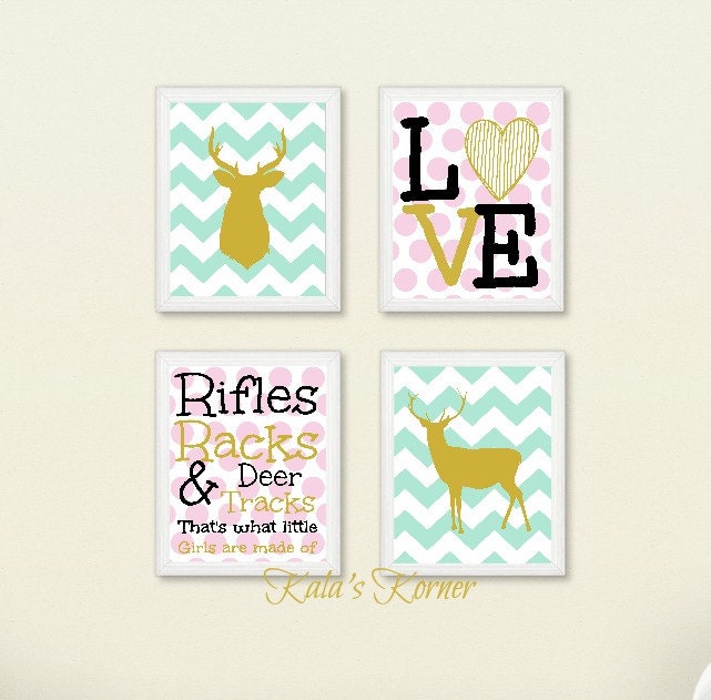 WOODLAND NURSERY DECOR Forest Nursery art Pink Deer Nursery