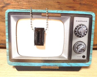 Vintage Wooden Letterpress D Necklace, Necklace Typography Necklace, Letter Press Pendant