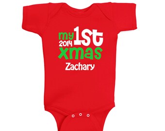 My first Christmas personalized bodysuit - baby first christmas infant shirt - pick your colors